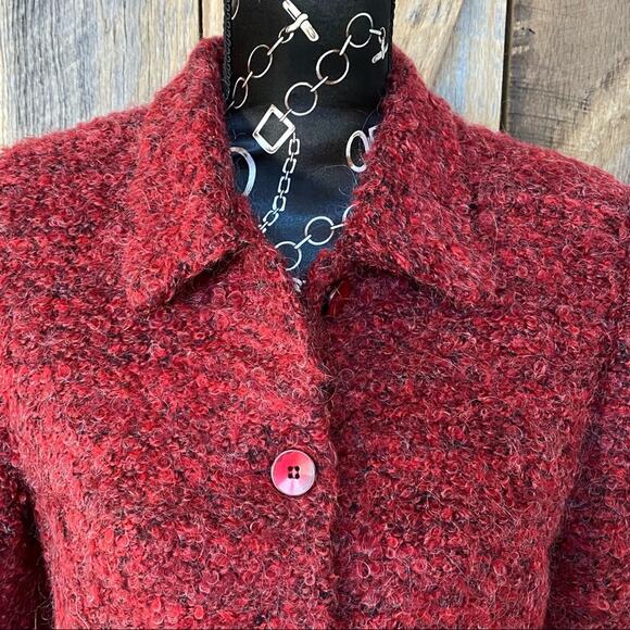 Giancarlo Ferrari Petite Deep Red Women’s Fuzzy Marled Vintage Jacket - Picture 5 of 9